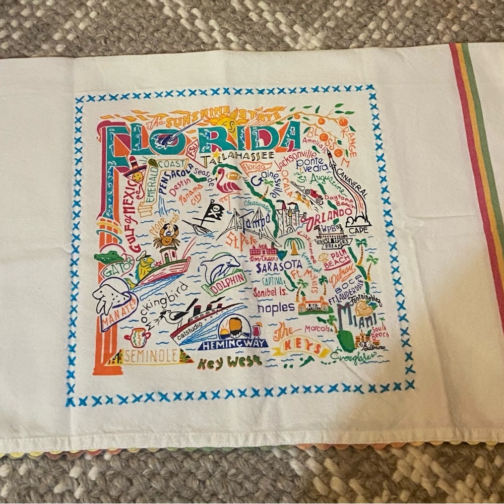 Catstudio Colorful Florida Map Tea Towel